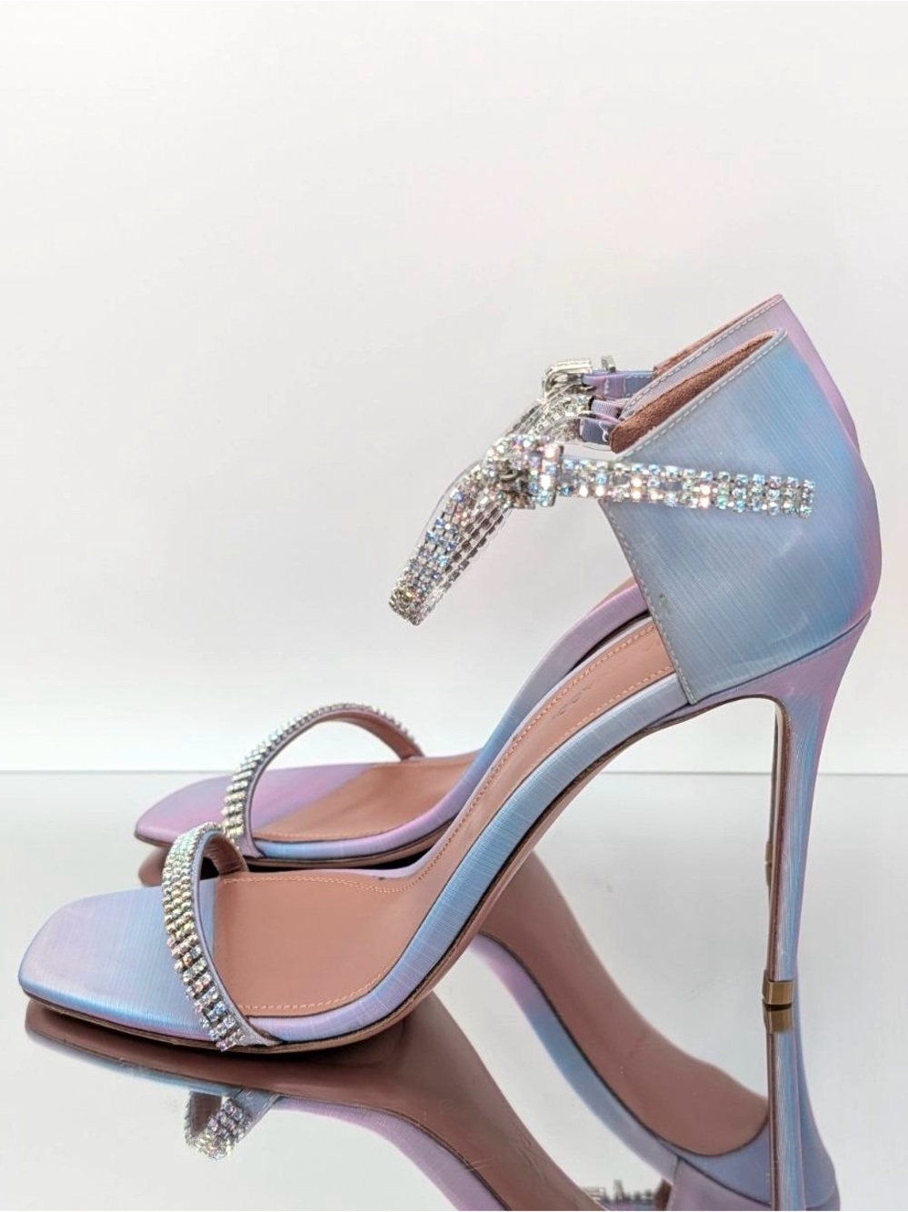 NWT Amina Muaddi Ursina Crystal Heels Sandals Rainbow IT 38 NIB Authentic - Picture 8 of 16